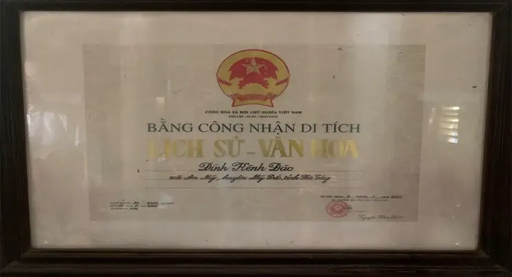 Bằng di tích Đình Kênh Đào