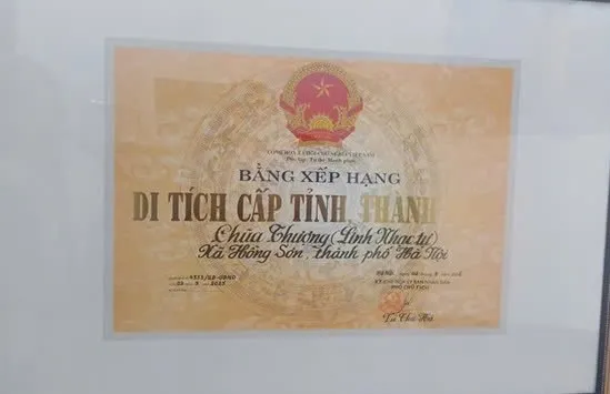 Bằng xếp hạng di tích Chùa Thượng – Linh Nhạc tự