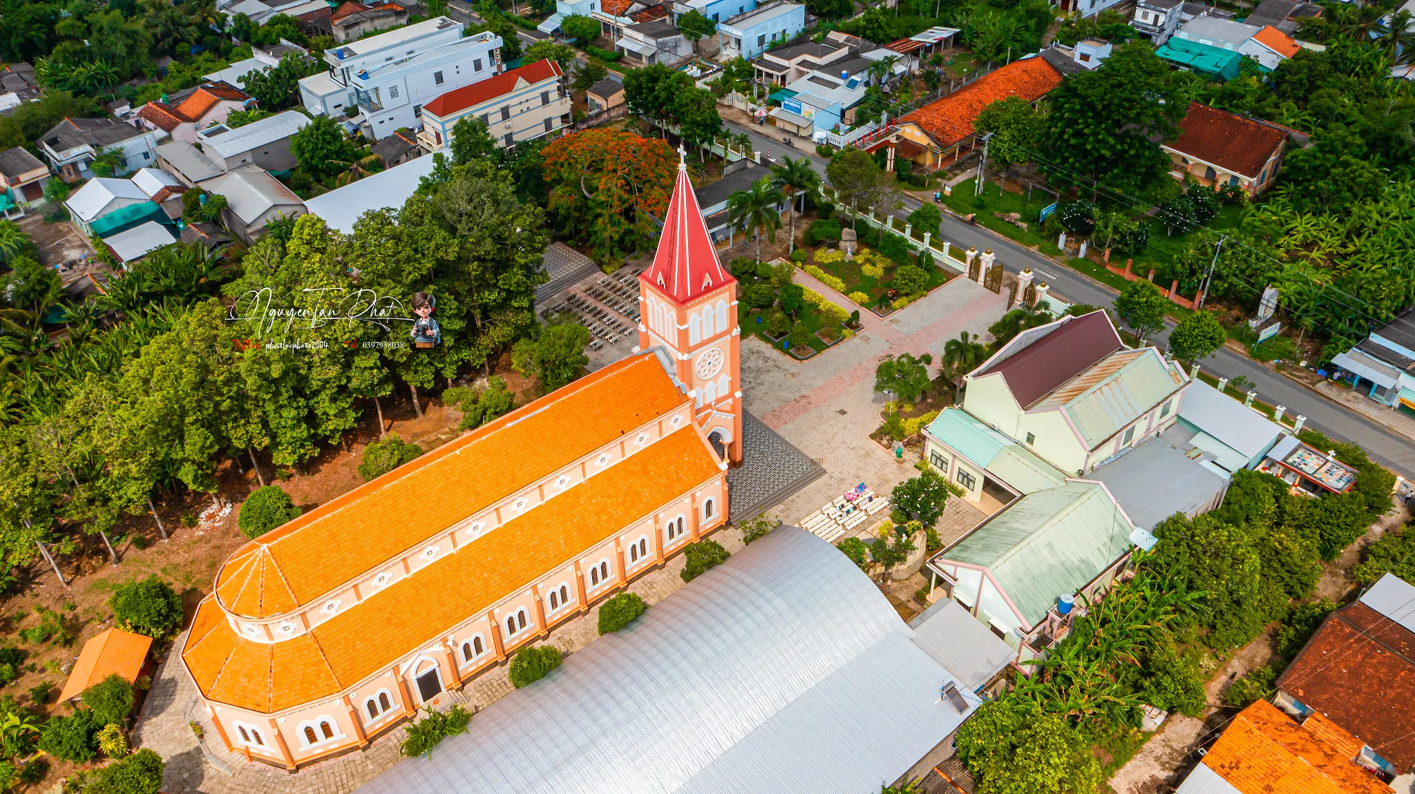 Không gian di tích lịch sử Nhà Thờ Cái Bông nhìn từ trên cao
