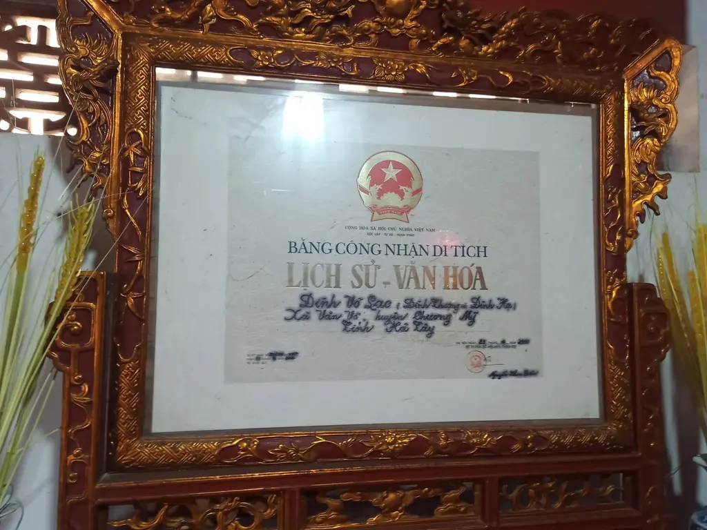 Bằng di tích Đình Võ Lao (đình Hạ)