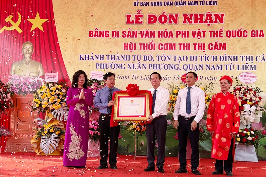 Lễ đón nhận Bằng Di sản văn hóa phi vật thể cấp quốc gia “Hội thổi cơm thi Thị Cấm”