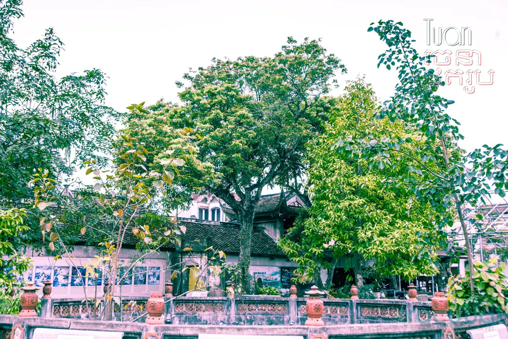 Cảnh quan bên ngoài di tích Chùa Chuông (kim Chung Tự) nhìn từ xa