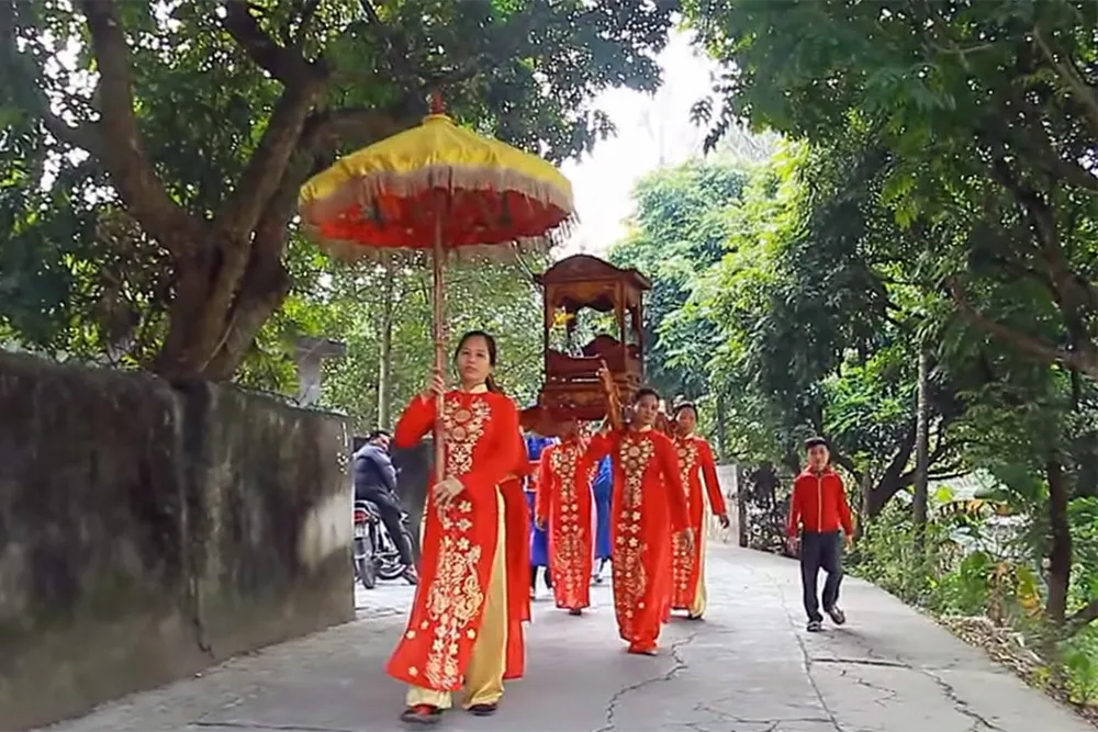 Lễ rước tại Hội làng Lê Xá