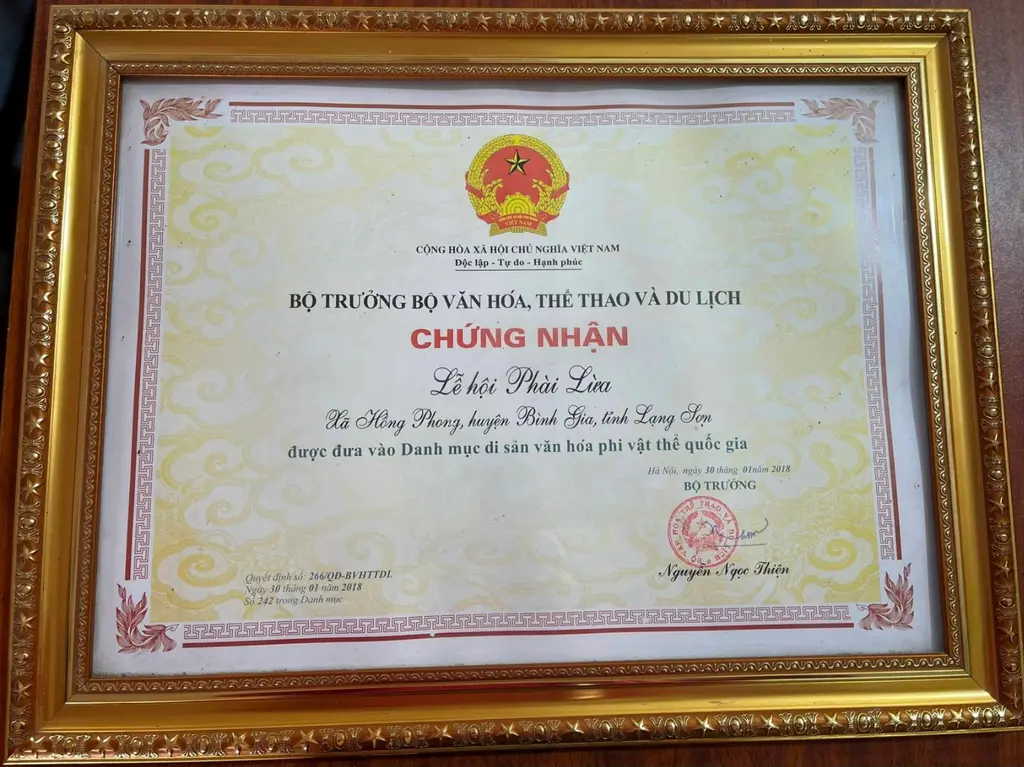 Chứng nhận Di sản văn hóa phi vật thể Quốc gia của Lễ hội Phài Lừa