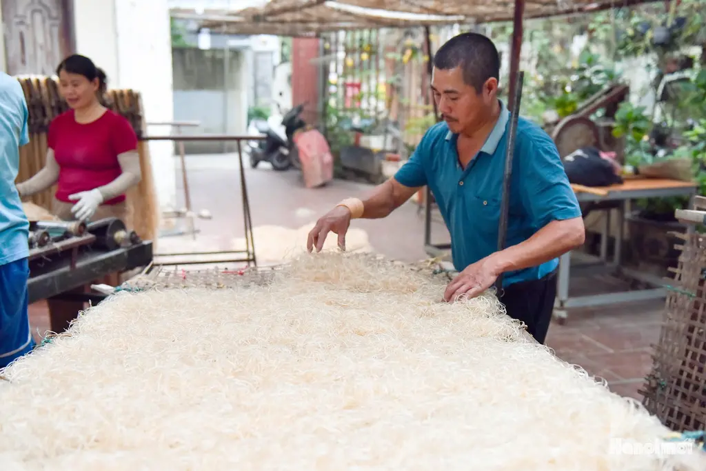 Những phên miến trải đều, mỏng như sương sớm tại Làng Miến Cự Đà