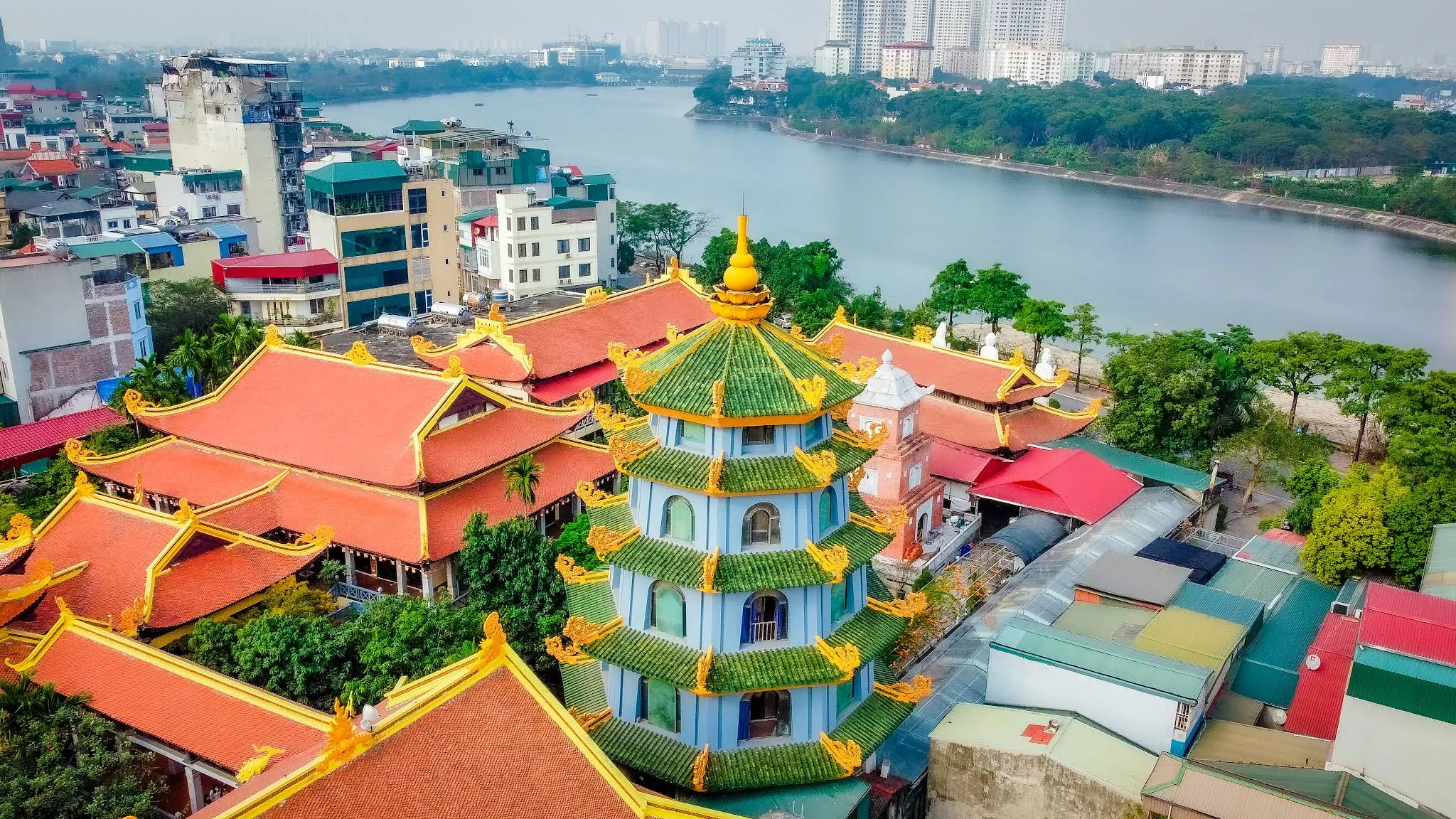 Cảnh quan di tích Chùa Tứ Kỳ nhìn toàn cảnh