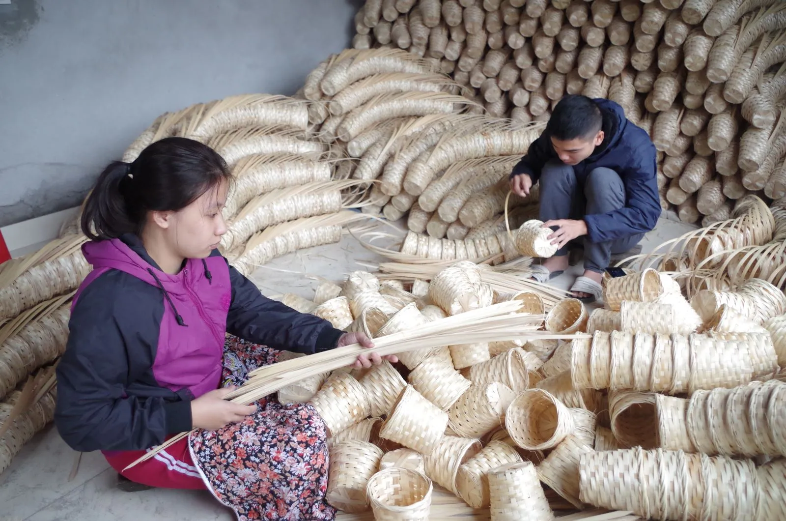 Hoạt động đan mây tre tại Ninh Sở