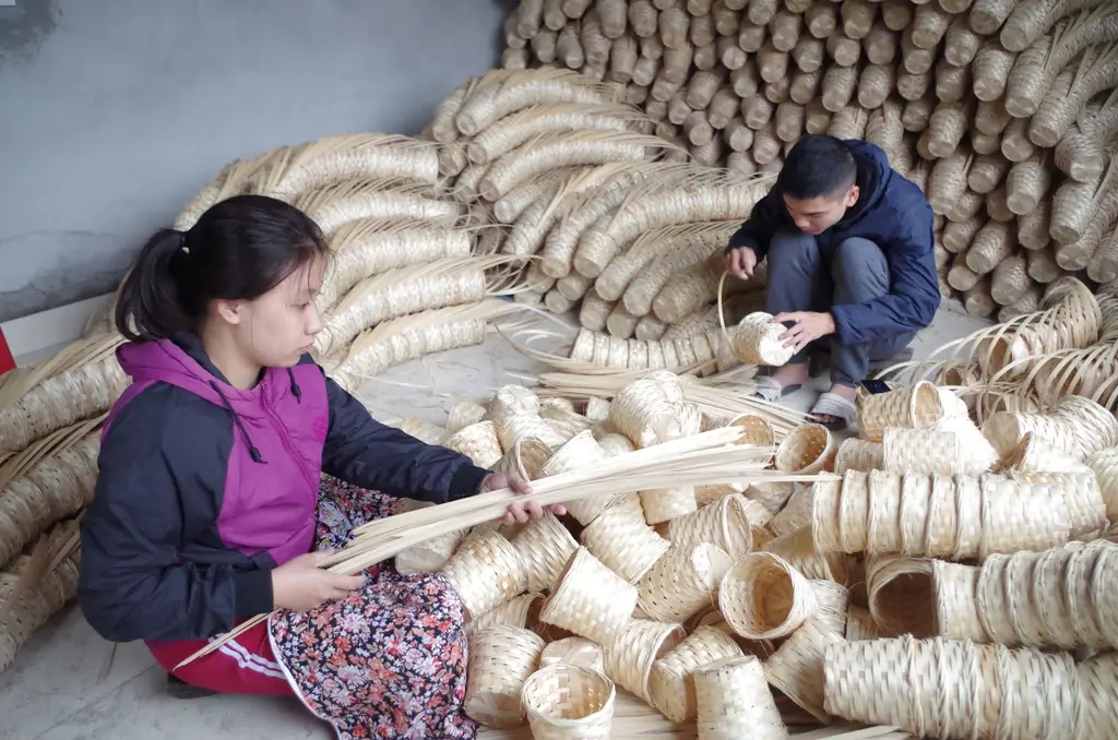 Hoạt động đan mây tre tại Ninh Sở
