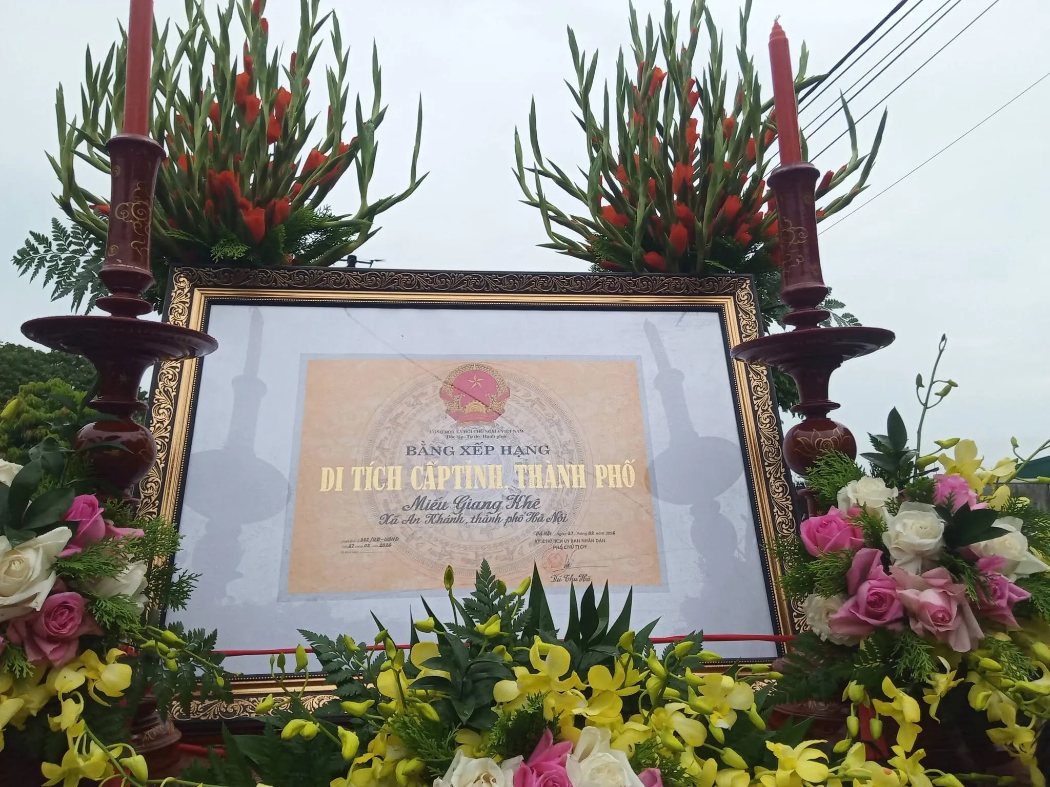 Bảng xếp hạng di tích miếu Giang Khê.