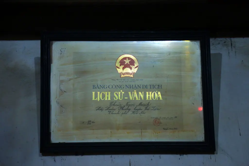 Bằng công nhận di tích Chùa Ngọc Mạch (Chùa Quỳnh Lâm)