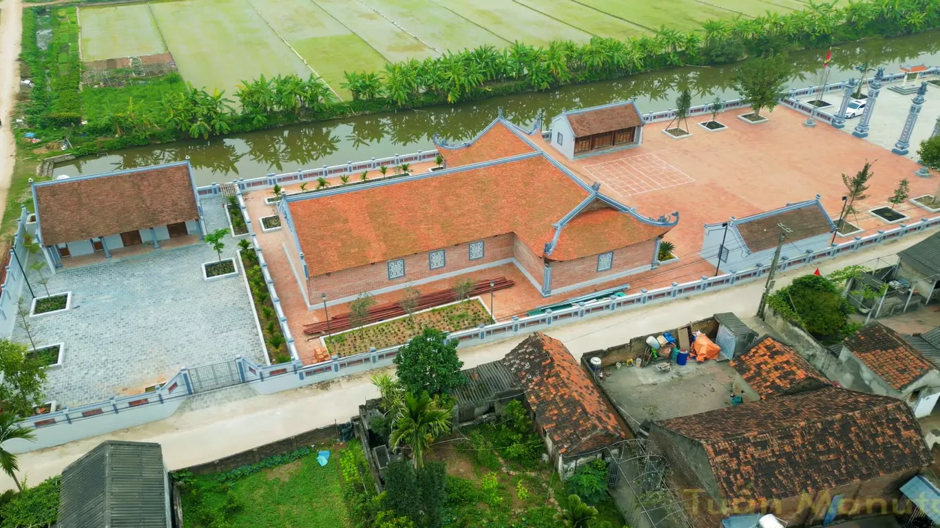 Cảnh quan không gian di tích Đình Tòng Thái nhìn từ trên cao