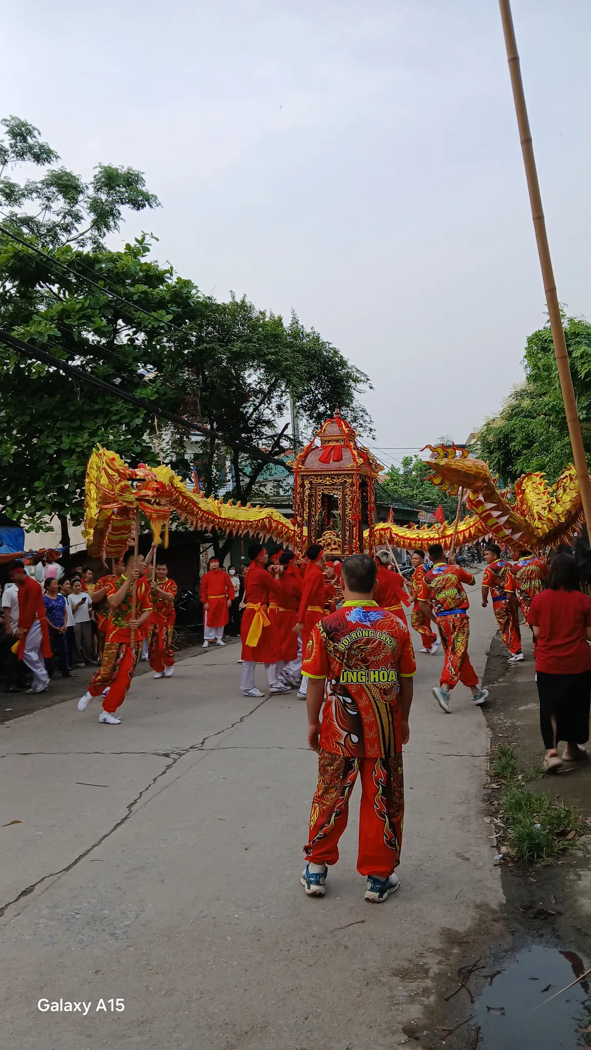 Kiệu long đình và đội múa rồng ở hội làng Ứng Hòa
