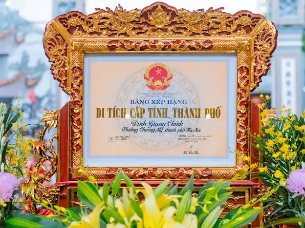 Bằng xếp hạng di tích cấp Thành Phố Đình Giang Chính