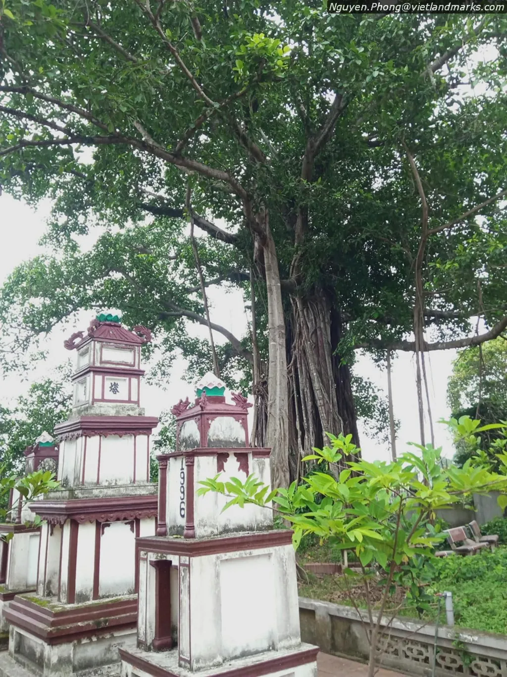Tháp đá bên trong khuôn viên Chùa Linh Quang