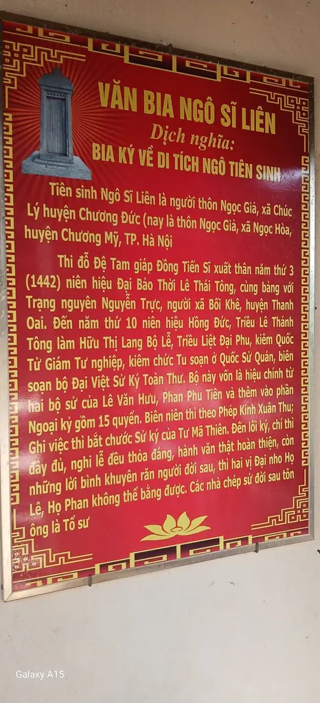 Dịch nghĩa văn bia Ngô Sĩ Liên tại đình làng Ngọc Giả