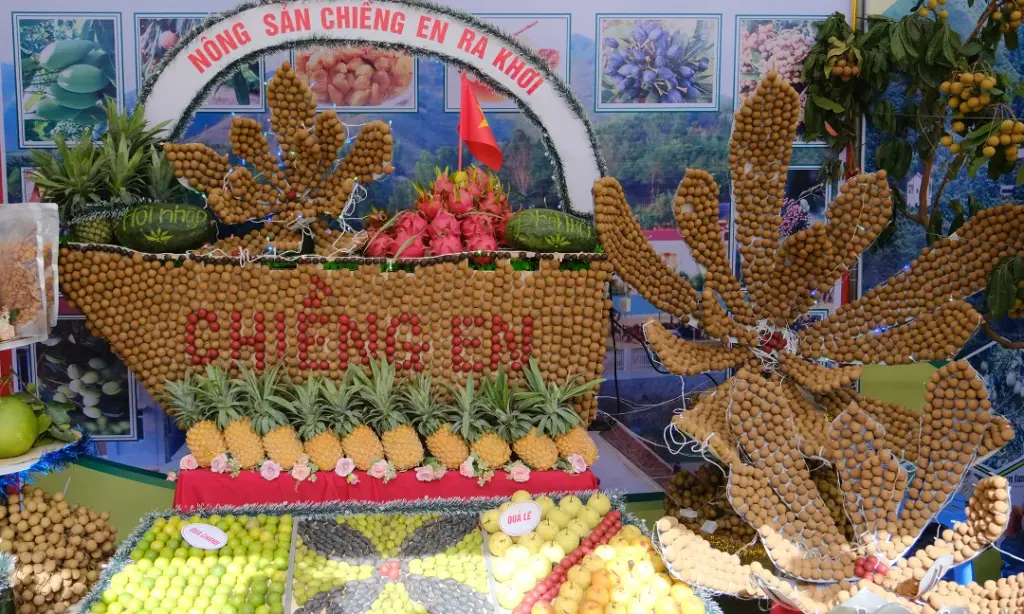 Gian hàng được trưng bày tại Lễ hội Ngày hội nhãn huyện Sông Mã