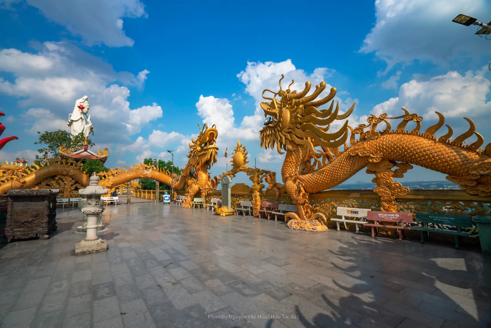 Rồng đá uốn lượn xung quanh Chùa Châu Thới