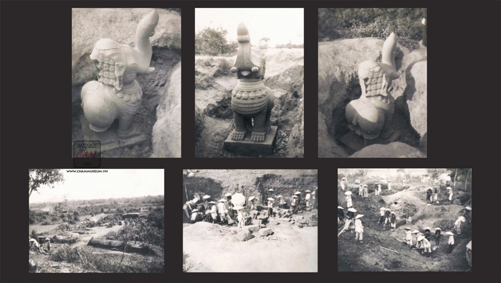 Hình ảnh tượng Gajasimha được phát lộ trong cuộc khảo cổ tại di tích Tháp Mẫm (1933 – 1934)